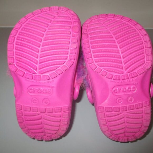 Child's Authentic PINK UNICORN / fur Crocs Size 4 - Picture 4 of 4